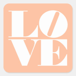 Fett Liebe Peach White Valentines Square Aufkleber