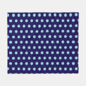 Fett Light Blue Polka Dots auf Navy Blue Fleecedecke (Vorderseite (Horizontal))