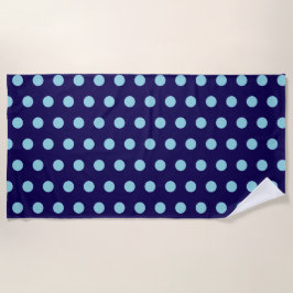 Fett Light Blue Polka Dots auf Navy Blue Strandtuch