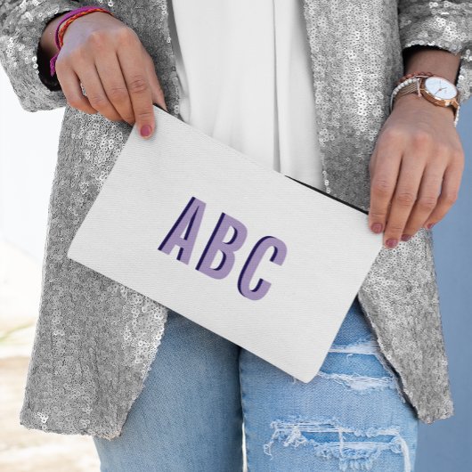 Fett Lila 3 Letter Monogram Zubehörtasche