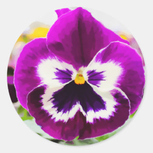 Fett Lila Anstrich digitaler Blume Runder Aufkleber