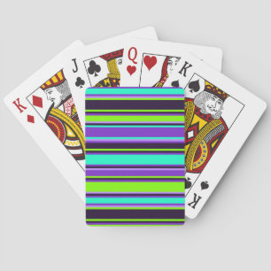 Fett Lila, Aqua & Chartreuse Striped Poker Cards Spielkarten