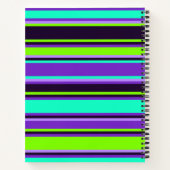Fett Lila, Aqua & Chartreuse Striping-Notebook Notizblock (Rückseite)