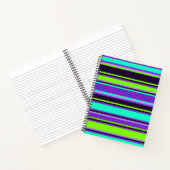 Fett Lila, Aqua & Chartreuse Striping-Notebook Notizblock (Innenseite)