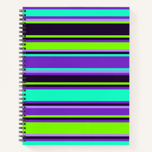 Fett Lila, Aqua & Chartreuse Striping-Notebook Notizblock