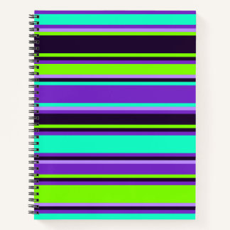 Fett Lila, Aqua & Chartreuse Striping-Notebook Notizblock