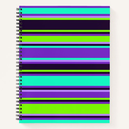 Fett Lila, Aqua & Chartreuse Striping-Notebook Notizblock (Vorderseite)