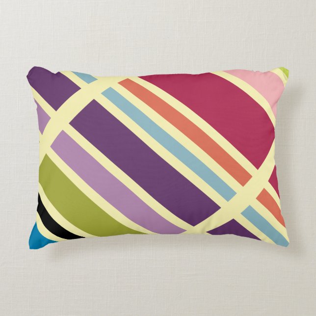 Fett Lila Blau und Orange Dekokissen (Vorderseite)