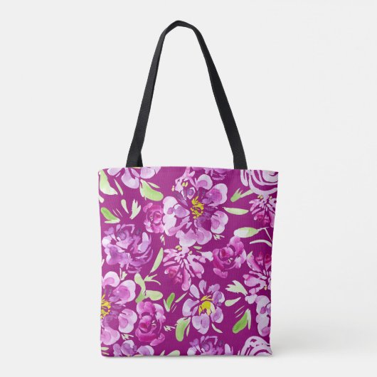 Fett Lila Blume-Muster Tasche (Rückseite)