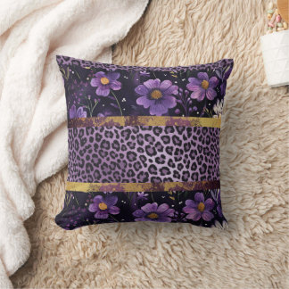 Fett lila floral Leopardenmuster Kissen