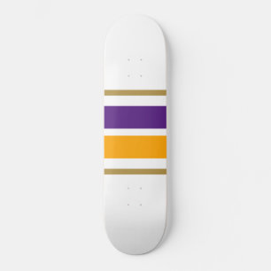 Fett Lila, goldgelbe Streifen auf Weiß Skateboard