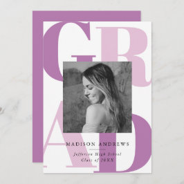 Fett Lila Grad Typografie Foto Graduation Party Einladung