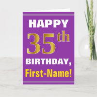 Fett, Lila, Imitate Gold 35. Geburtstag mit Name C