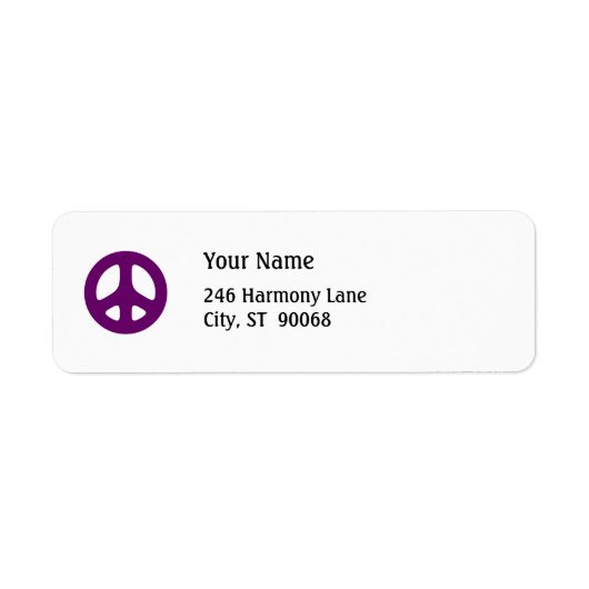 Fett Lila Peace Sign Custom Return Label (Vorne)