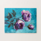 Fett Lila Rose auf blau Puzzle (Horizontal)