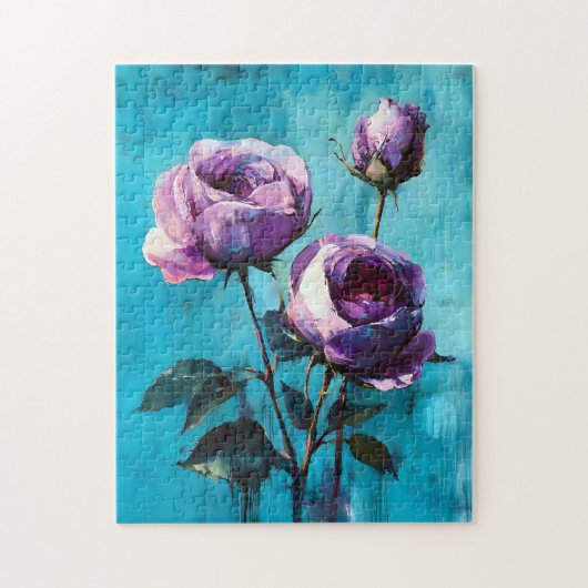 Fett Lila Rose auf blau Puzzle (Vertikal)