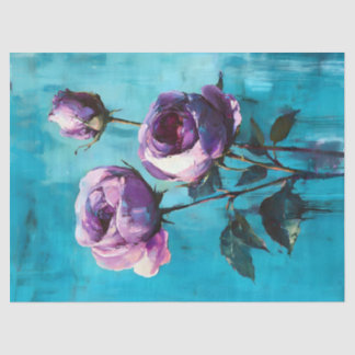Fett Lila Rose auf Blue Decoupage Seidenpapier