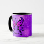 Fett Lila Schmetterling personalisieren Name Gesch Tasse (Vorderseite Links)