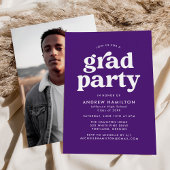 Fett Lila Typografy Foto Graduation Party Einladung