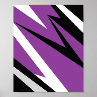 Fett Lila und schwarz Zigzag Abstract Design Poster