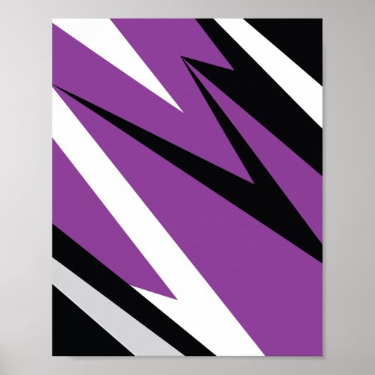 Fett Lila und schwarz Zigzag Abstract Design Poster (Vorne)