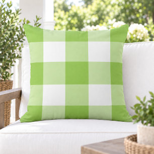 Fett Limegrün Weiß Großkariert Gingham Kissen