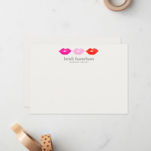 Fett Lips Trio Aquarell Schönheitsflach Karte (Vorderseite/Rückseite Beispiel)