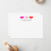 Fett Lips Trio Aquarellfarben Schönheit Weißes Fla Mitteilungskarte (Vorderseite/Rückseite Beispiel)
