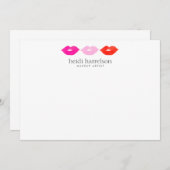 Fett Lips Trio Aquarellfarben Schönheit Weißes Fla Mitteilungskarte (Vorne/Hinten)