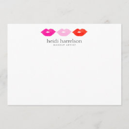 Fett Lips Trio Aquarellfarben Schönheit Weißes Fla Mitteilungskarte