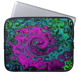Fett Magenta Abstract Groovy Flüssige Kunst Wirbel Laptopschutzhülle