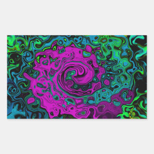 Fett Magenta Abstract Groovy Flüssigkeitskunst-Wir Rechteckiger Aufkleber