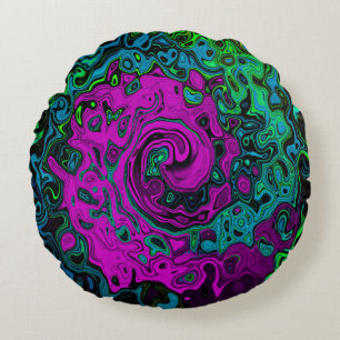 Fett Magenta Abstract Groovy Flüssigkeitskunst-Wir Rundes Kissen