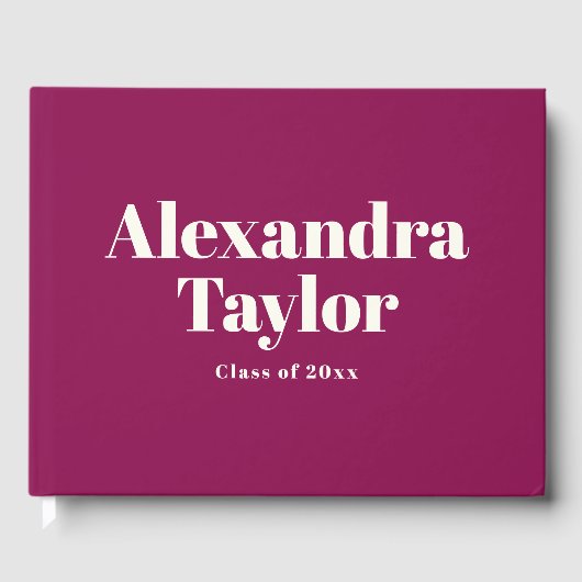 Fett Magenta-Beeren-Name benutzerdefinierte Klasse Gästebuch (Vorderseite)