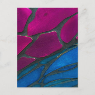 Fett Magenta & Blau abstraktes Muster Postkarte