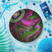 Fett: Magenta und Grüne Rasenschale Pappteller (Party)