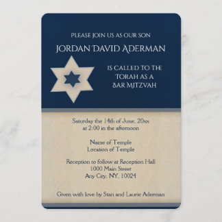 Fett Marineblau und tan Bar Mitzvah Einladung