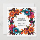 Fett mexikanische Fiesta Floral Couple Dusche Einladung (Vorderseite)