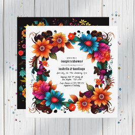 Fett mexikanische Fiesta Floral Couple Dusche Einladung