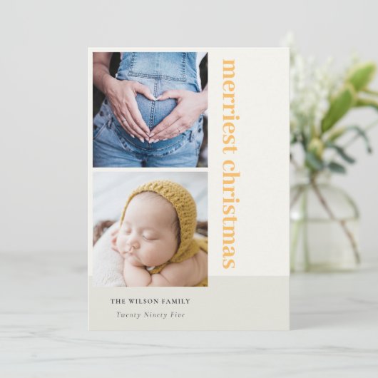 Fett Minimal 2 Foto Gelb Frohe Weihnachten (Stehend Vorderseite)