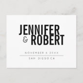 Fett Minimal Modern BLACK SAVE THE DATE Ankündigungspostkarte (Vorderseite)