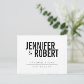 Fett Minimal Modern BLACK SAVE THE DATE Ankündigungspostkarte (Stehend Vorderseite)