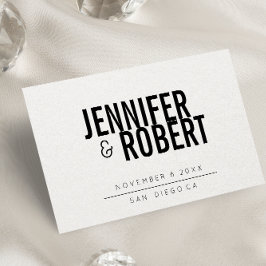 Fett Minimal Modern BLACK SAVE THE DATE Ankündigungspostkarte