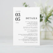 Fett Minimal Trending Wedding Details Card RSVP Karte (Stehend Vorderseite)