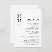Fett Minimal Trending Wedding Details Card RSVP Karte (Vorne/Hinten)