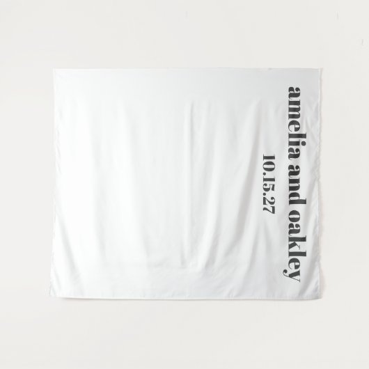 Fett minimaler Schwarz-weißer Hochzeitsbacken Wandteppich (Vorderseite (Horizontal))