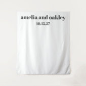 Fett minimaler Schwarz-weißer Hochzeitsbacken Wandteppich (Vorderseite)