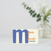 fett-minimalistisch-blau-orange-moderner Brauch Visitenkarte (Stehend Vorderseite)