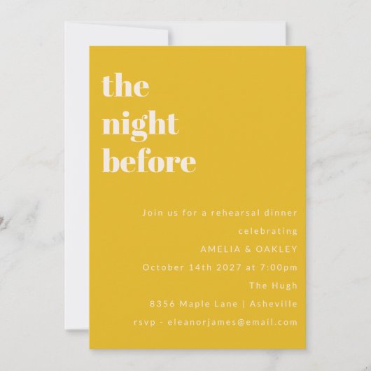 Fett Minimalistisch Gelb Einfaches Probe Einladung (Vorderseite)