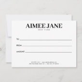 Fett Minimalistisch Luxus Boutique Black Gift Card (Rückseite)